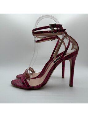 Aqua Silvana Stiletto Sandals Women Size 6B Snake Vibrant Barbie Pink High Heel